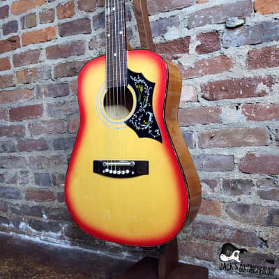 Harmony / Kay Lawsuit Era Mini-Hbirb Parlor Acoustic Guitar (1970s-80s Cherryburst Finish) image 16