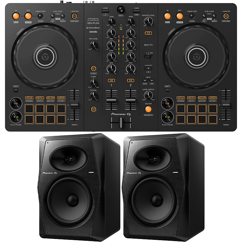 Pioneer DDJ-FLX4 DJ Controller w/ DJ VM-80 120W 8 Pioneer DDJ-FLX4 DJ Controller w/ DJ VM-80 120W 8