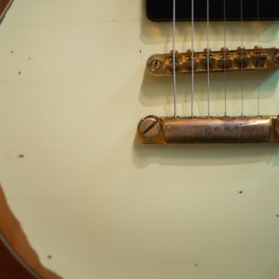 Palermo Custom Shop 1953 Les Paul Conversion Guitar P90 Aged White RELIC W/ Gibson Case image 8