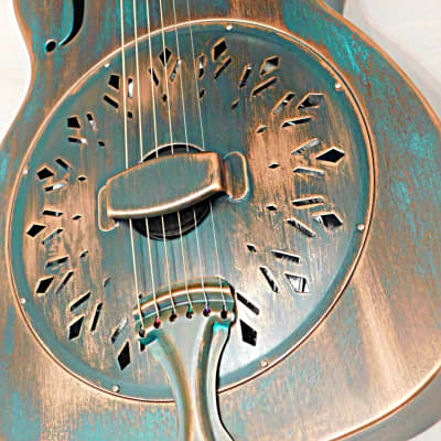 Recording King RM-997-VG Swamp Dog Metal Body Resonator Guitar Style-0  Distressed Vintage Green image 7