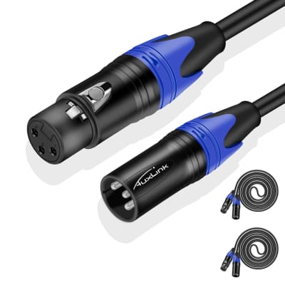 XLR Cables 3ft/1M 2 Packs, Premium Heavy Duty Balanced Microphone Cable  with 3-Pin XLR Male to Female Microphone Cord Connector Compatible with