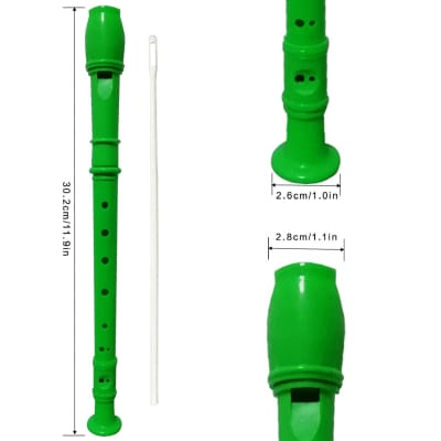 Soprano Recorder 8 Hole Classic German Style Descant Flute Musical Instruments + Cleaning Rod For Beginners Kids School Graduation Gift (Green) image 2