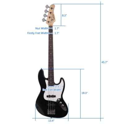Glarry Black GJazz Electric Bass Guitar + 20W Amplifier image 9