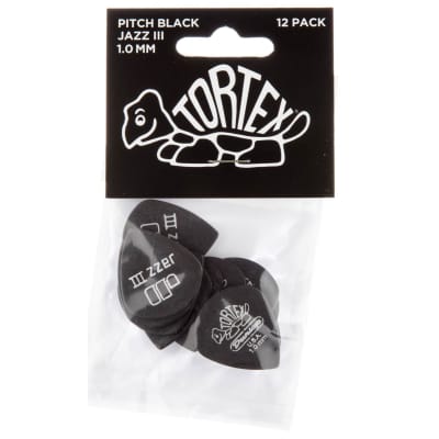 Dunlop 482P1.0 Tortex Pitch Black Jazz III Guitar Picks, 1.0mm, 12-Pack image 4