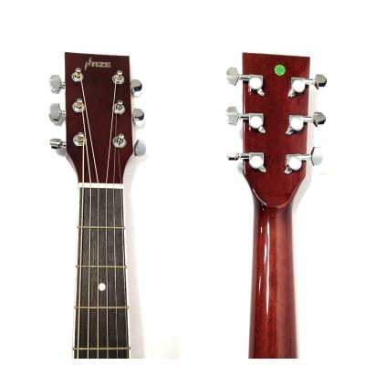 Haze F631BCEQBS Thin Body Acoustic Guitar, Sunburst, EQ, Cutaway + Free Gig Bag, Picks image 9