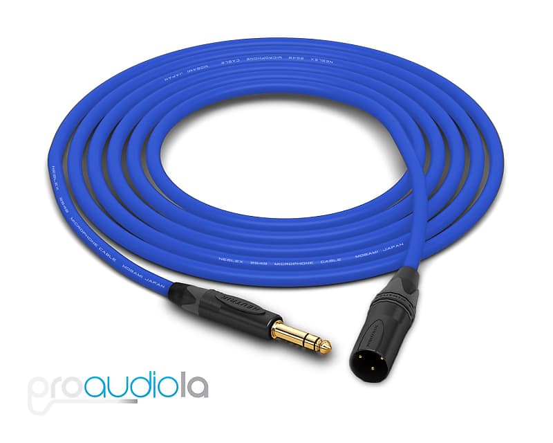 Mogami 2549 Cable | Neutrik Gold 1/4" TRS to XLR-Male | Blue 55 Feet | 55 Ft. | 55' image 1