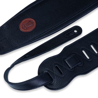 Levy's 4 1/2" Garment Leather Bass Strap With Foam Padding And Garment Leather Backing. Adjustable From 37" To 51". Black Color image 2