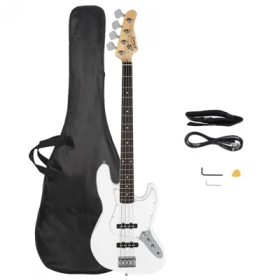 Glarry GJazz Fender Jazz Style Electric Bass Guitar White image 1
