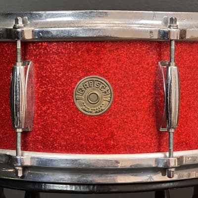 Gretsch Round Badge Red Sparkle snare drum trio 4x14, 5.5x14, 6.5x14 image 11