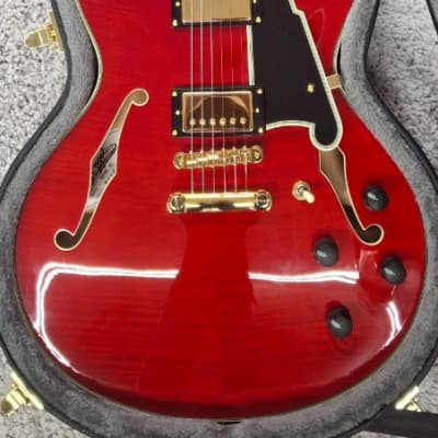D'Angelico Excel DC Semi-Hollow Body Electric Guitar w/Hard Case, Trans Cherry image 1