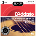 3 Pack D'Addario EXP17-3D Coated Phosphor Bronze Acoustic Guitar Strings - Medium (13-56) 3-Pack