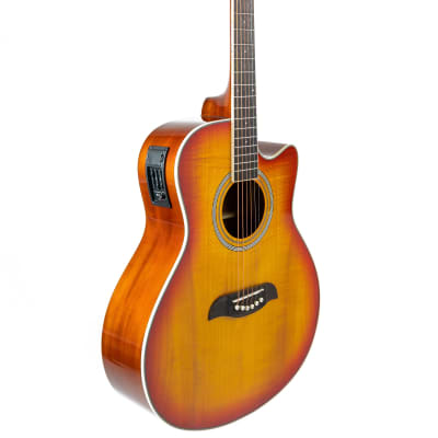 Oscar Schmidt OA10CE Mini Auditorium Acoustic-Electric Guitar - Spalted Maple w/ Gig Bag image 4