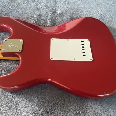 2023 Del Mar Lutherie  Surfcaster Strat  Candy Apple Red - Made in USA image 11