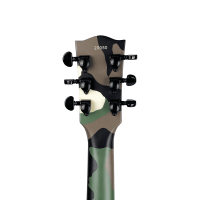 10S GF Modern Single Cutaway Full Thickness Set Thru Electric Guitar Satin Green Camo image 6