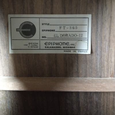 Epiphone FT-365 El Dorado-12 12 String Acoustic Guitar w/ Case Made in Japan image 5