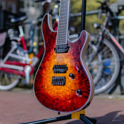 Mayones Regius 6 with a Burl Maple top in Lava Burst for sale