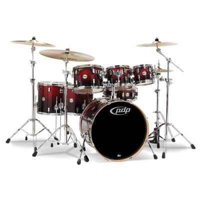 PDP Concept Maple 7pc Drum Set Red To Black Sparkle Fade image 2
