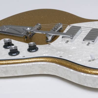 Italia Modena Classic Gold Sparkle Offset guitar Made in Korea w/ original gigbag image 14