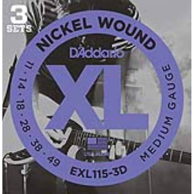 D'Addario EXL115-3D Nickel Wound Electric, Jazz/Blues Rock, 11-49, 3 Pack image 1