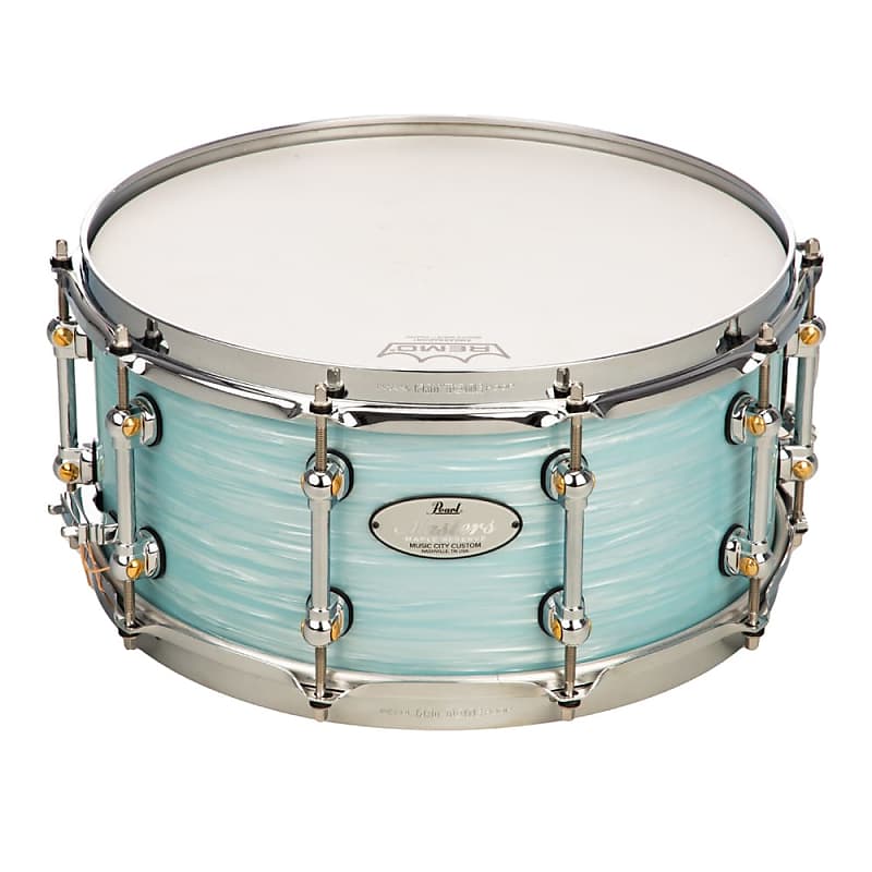 Pearl Music City Custom Master's Maple Reserve 6.5x14 Snare Drum - Ice Blue Oyster image 1