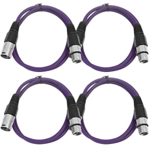 4 Pack of XLR Patch Cables 3 Foot Extension Cords Jumper - Purple and Purple image 2