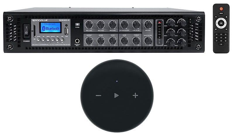 Rockville RCS350-6 350w 6 Zone 70v Commercial Amplifier+Wifi Streaming Receiver  			
