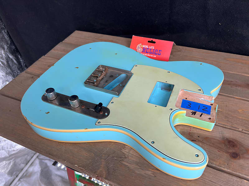 Real Life Relics Tele® Body  Double Bound Aged Sonic Blue Humbucker Route 3 LB 12 OZ #1 image 1