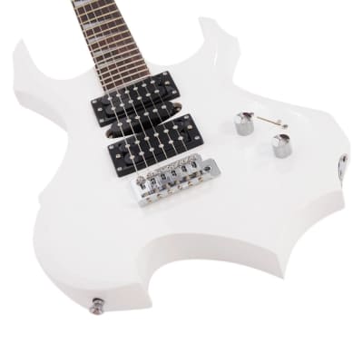 Glarry 36inch Burning Fire Style Electric Guitar White w/ 20W Amplifier image 4