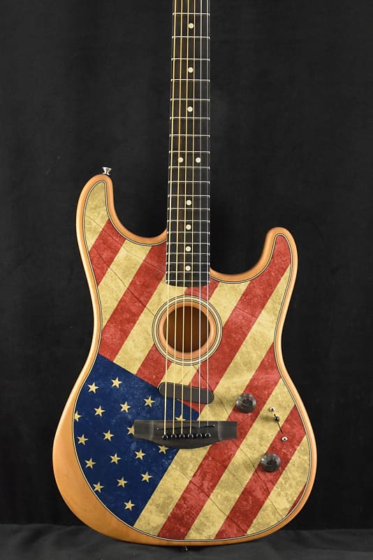 Mint Fender Limited Edition American Acoustasonic Stratocaster USA Flag image 1