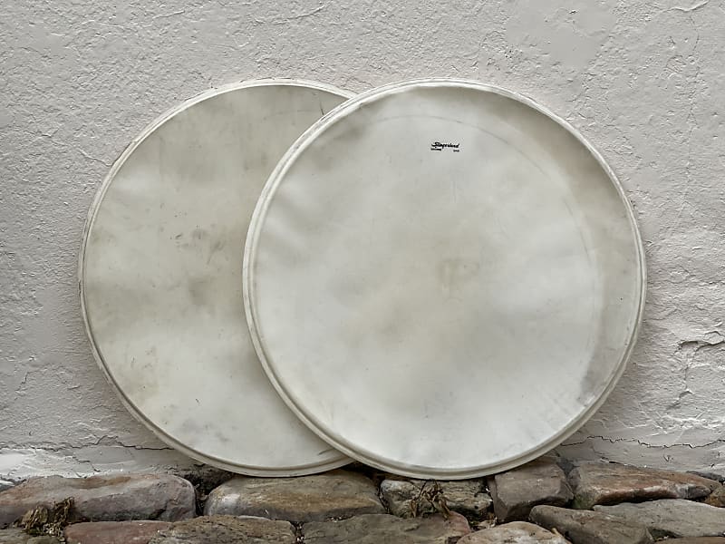 (2) 1940's Slingerland 20" Genuine Calf Bass Drum Heads Reverb