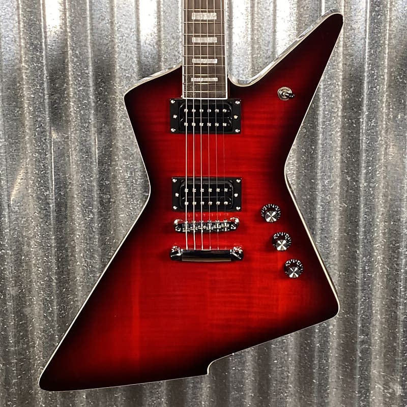 Westcreek Revenge Explorer Flame Transparent Red Burst Guitar | Reverb