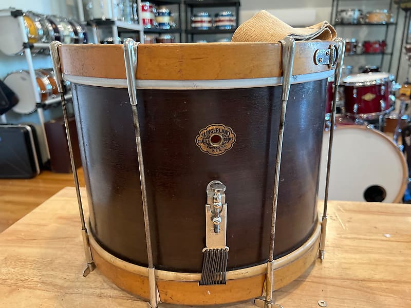 Slingerland  Marching snare This Brass Cloud Badge 1928-1941 Wood Mahogany/Maple image 1
