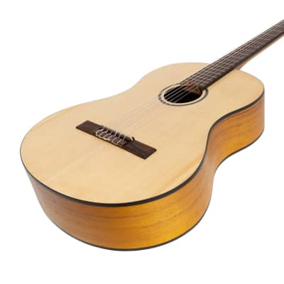 Martinez 'Slim Jim' Full Size Student Classical Guitar Pack with Built In Tuner (Spruce/Koa) image 7