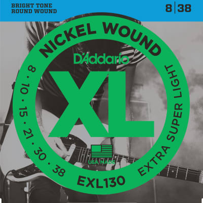 D'Addario EXL130 Nickel Wound Electric Guitar Strings, Extra-Super Light, 08-38 image 1