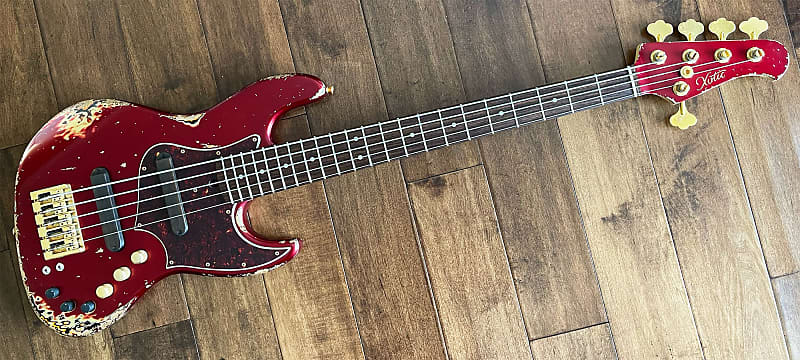 Xotic XJ-1T Jazz-Style 5-String Bass Guitar Candy Apple Red 