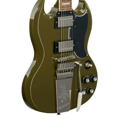 Epiphone Exclusive Run SG Standard 61 Maestro Guitar Olive Drab Green image 4