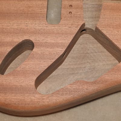 Unfinished Strat 2 Piece Walnut With a 1 Piece Ribbon Sapele/Mahogany Top 5lbs 10.5oz! image 3