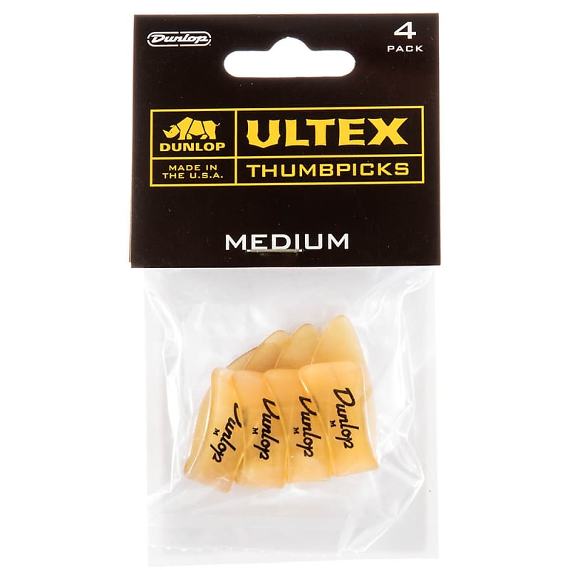 Dunlop 9072P Ultex Medium Thumbpicks Gold (4-Pack) image 1