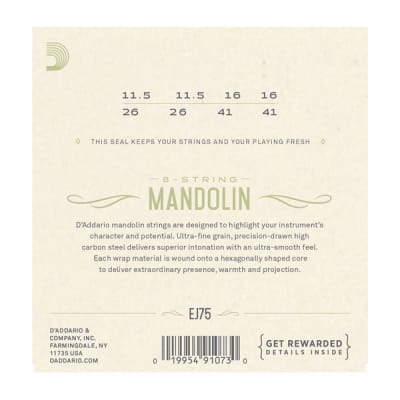 D'Addario EJ75 Mandolin Strings, Phosphor Bronze, Medium/Heavy, 11.5-41 image 3