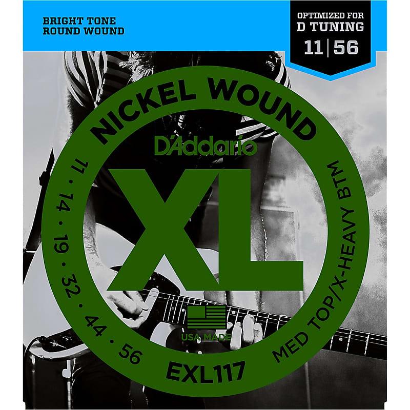 D'Addario EXL117 Nickel Wound Medium Top / Extra Heavy Bottom Set image 1