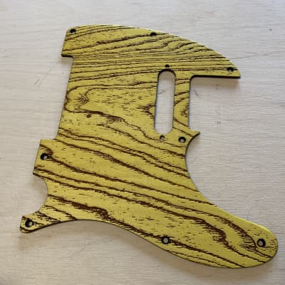 US satin yellow swamp ash grain laser engraved birch wood pickguard for telecaster image 1