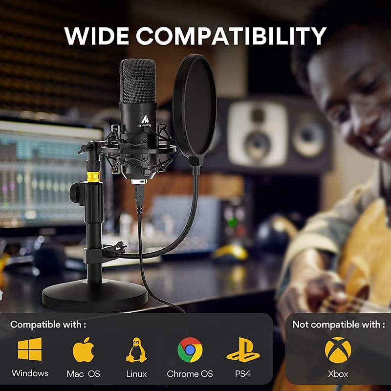 USB Microphone for PC-192KHZ/24Bit Studio Cardioid Condenser Mic Kit  Recording
