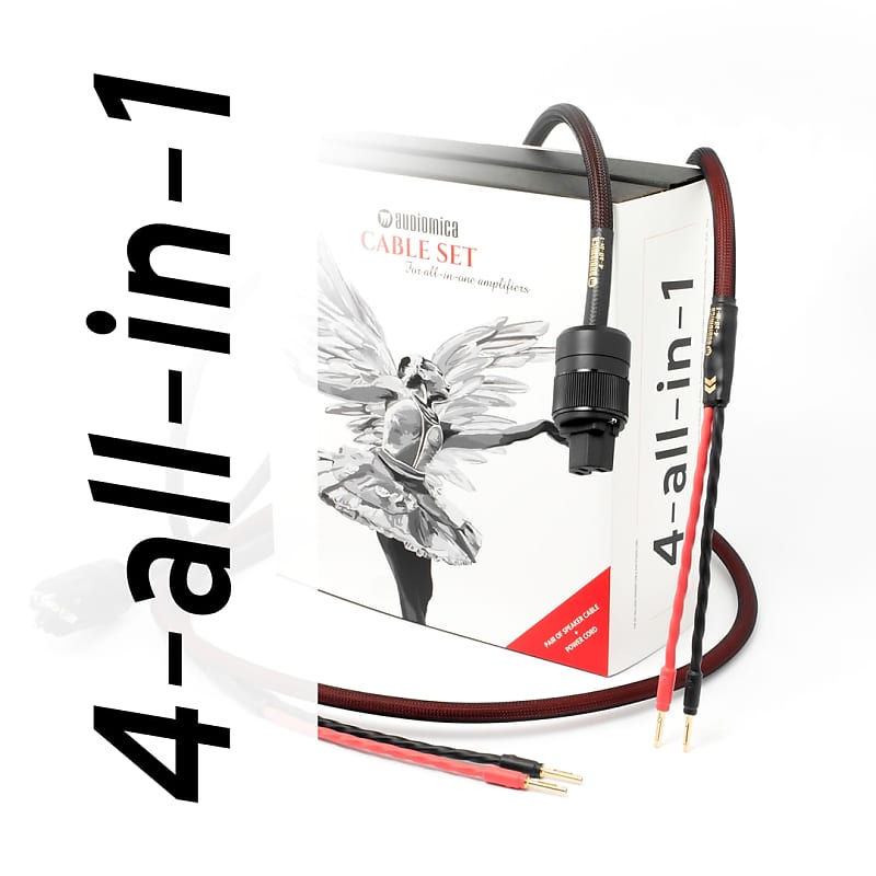| Audiomica Laboratory 4-all-in-1 Cable Set Speaker Cables + Power Cord 2025 - red |  			