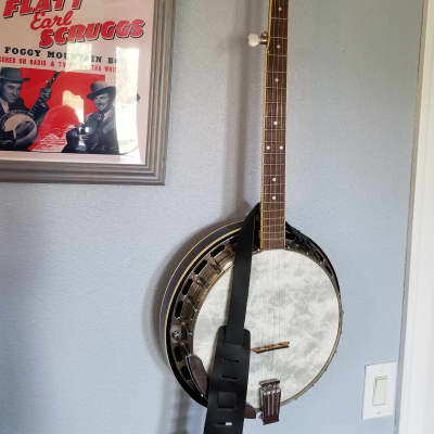 Vintage Saga 5-String Resonator Banjo with New Hardshell Case, Levy's Leather Strap + Extras image 1