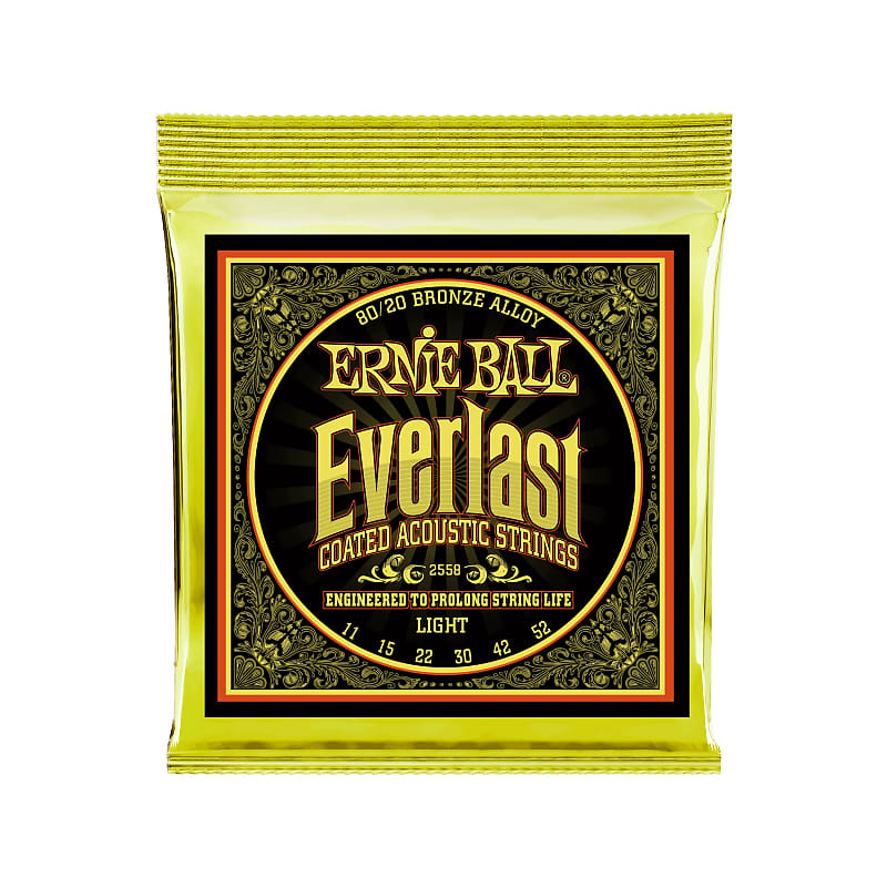 Ernie Ball Everlast Light Coated 80/20 Bronze Acoustic Guitar Strings - 11-52 image 1