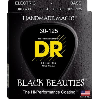 DR Strings Black Beauties Black Colored Bass Strings: 6-String Medium 30-125 image 2