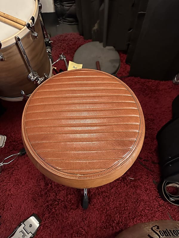 A&F drums The Jonesy tan leather drum throne with DW stand Reverb