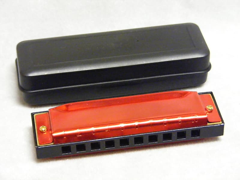 "Simply Red" Deluxe 10 Hole Diatonic Harmonica with Case - Key Of C image 1