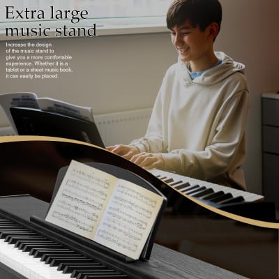 Glarry GPP-110 88 Key Full Size Semi-Weighted Standard Electric Digital Piano with Piano Bench Black image 3
