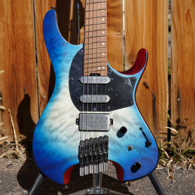 Ibanez QX54QMBSM Blue Sphere Burst Matte Headless 6-String Electric Guitar w/ Gig Bag (2021) image 6